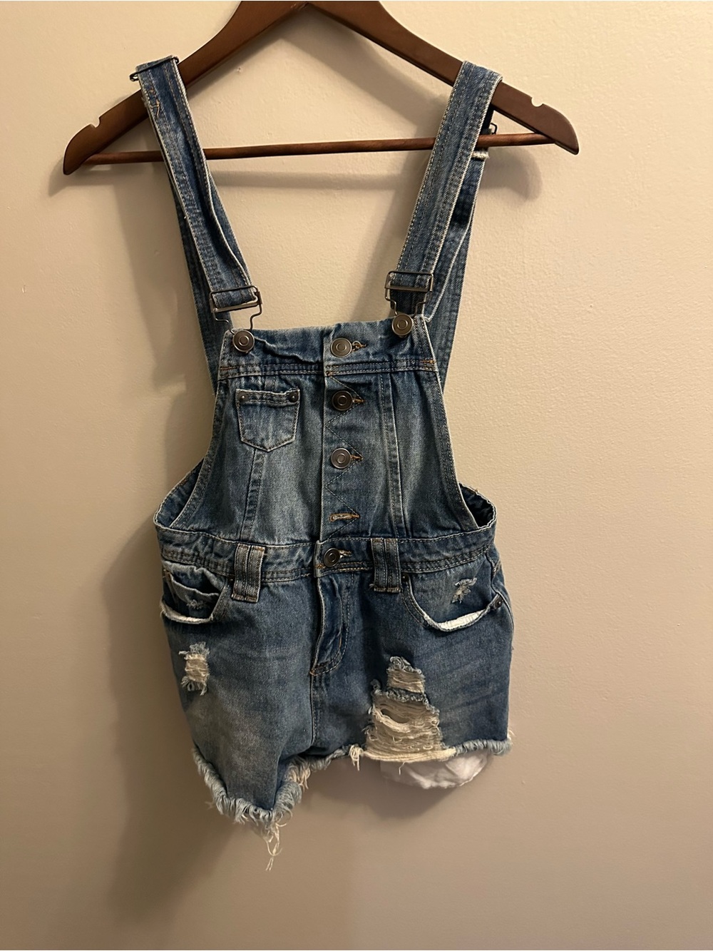 Hot Kiss Blue Denim Short Overalls